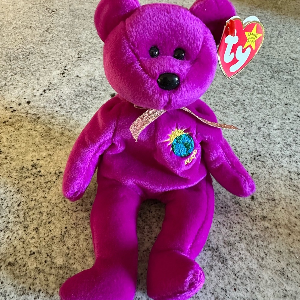 Ty Millennium Purple Bear Plush Toy